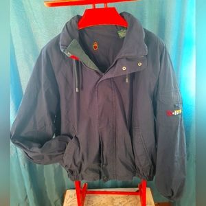 *SOLS* 90s Men's Stadium Jacket, Full-Zip, Size XL, Blue/Green, Hidden Hood